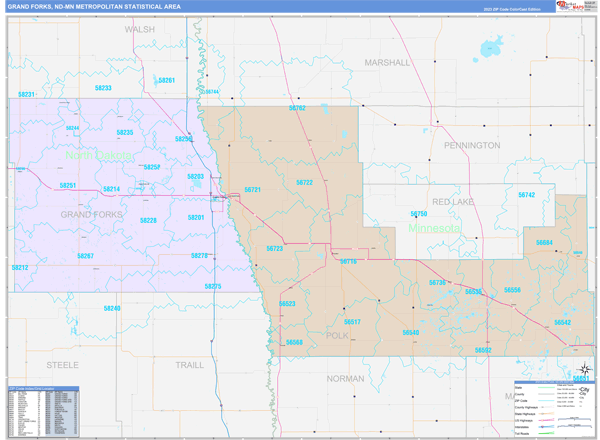 Grand Forks Metro Area Wall Map